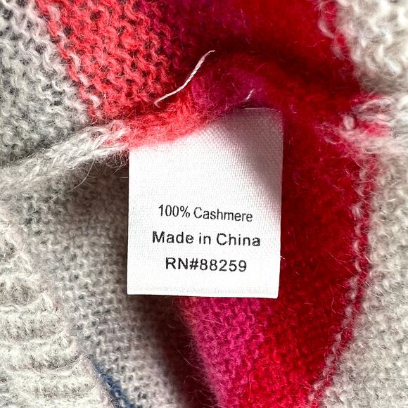 SUBTLE LUXURY Poncho Cashmere Sweater Womens XS Small Heather Gray Multi Stripe - Picture 9 of 13